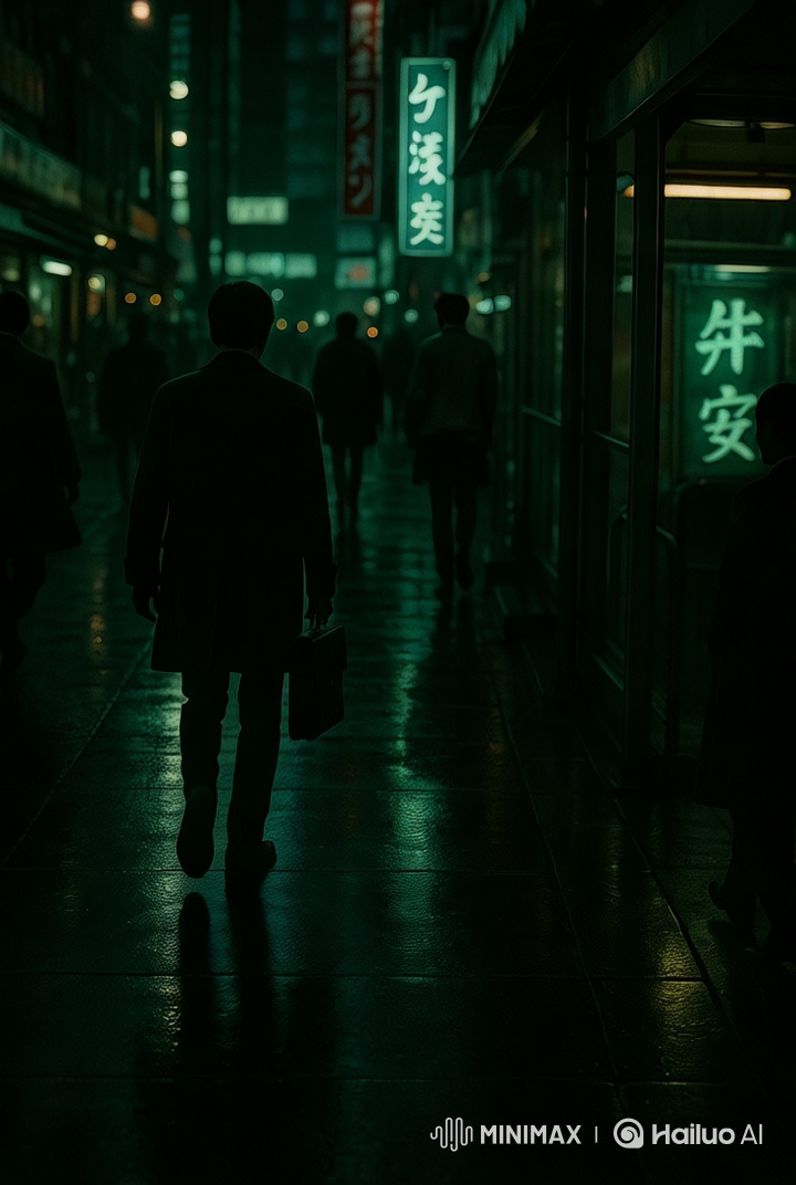 Rainy Japanese Street at Night: A Cinematic Noir Experience