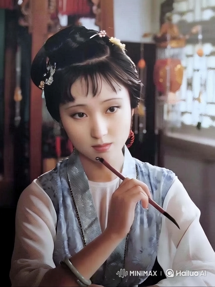 Tranquil Beauty: Woman in Traditional Attire Reflects Grace