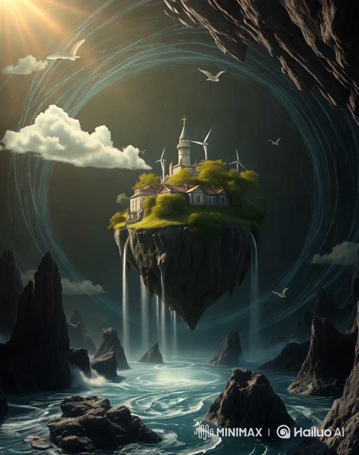 Ethereal Floating Island: Nature Meets Technology