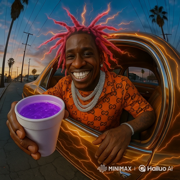 Stylish Young Man in Ultra-Realistic Lowrider Car Animation