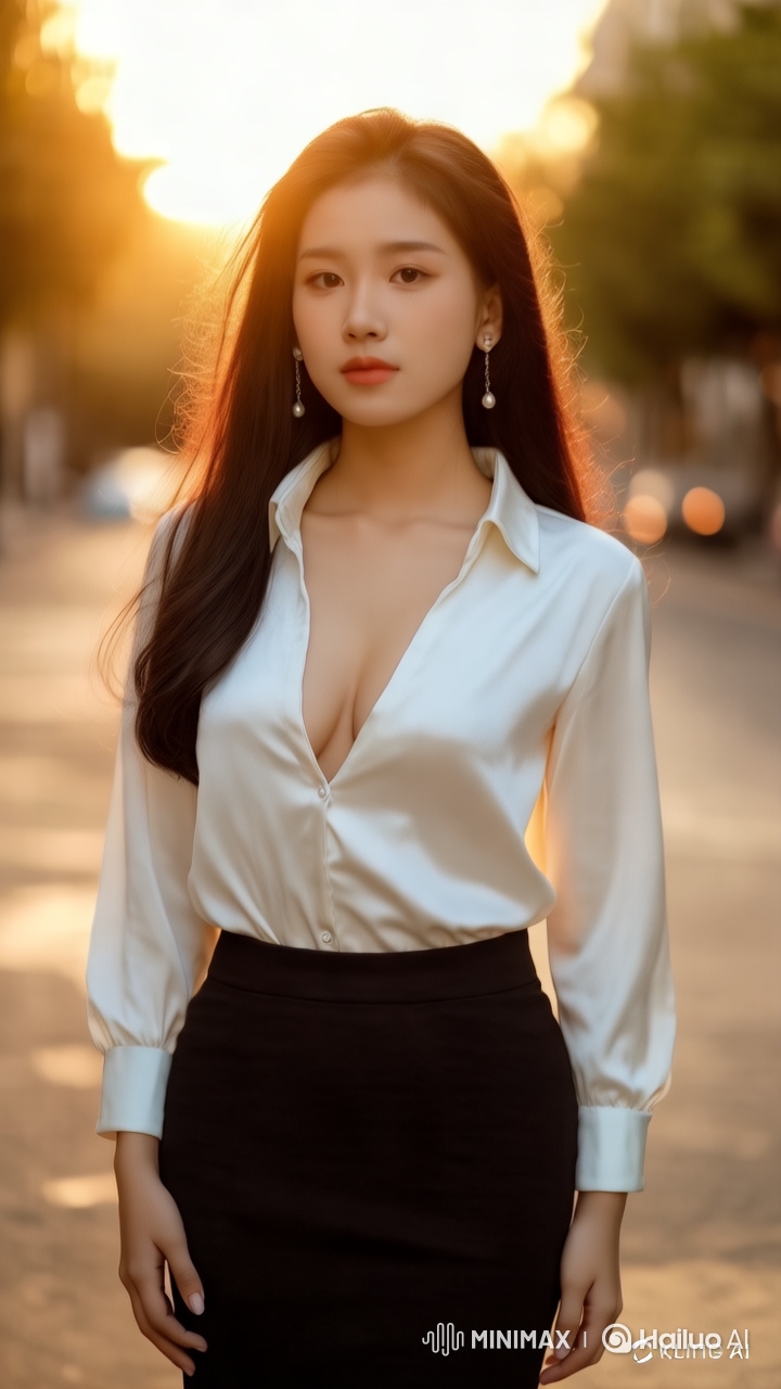 Elegant Fashion Model Struts in Urban Setting