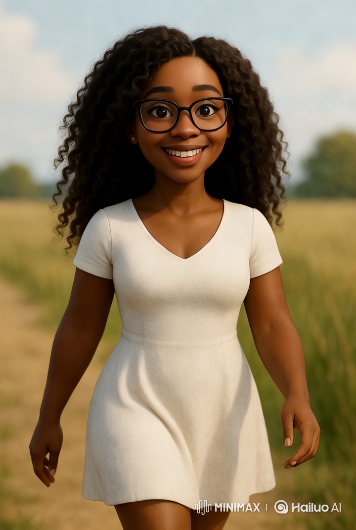 Woman Transforms in Open Field, Showcases Sexy Red Dress