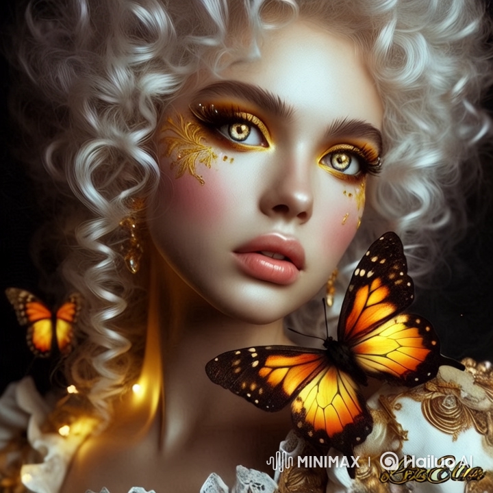Ethereal Beauty: Glowing Butterflies and Elegant Woman