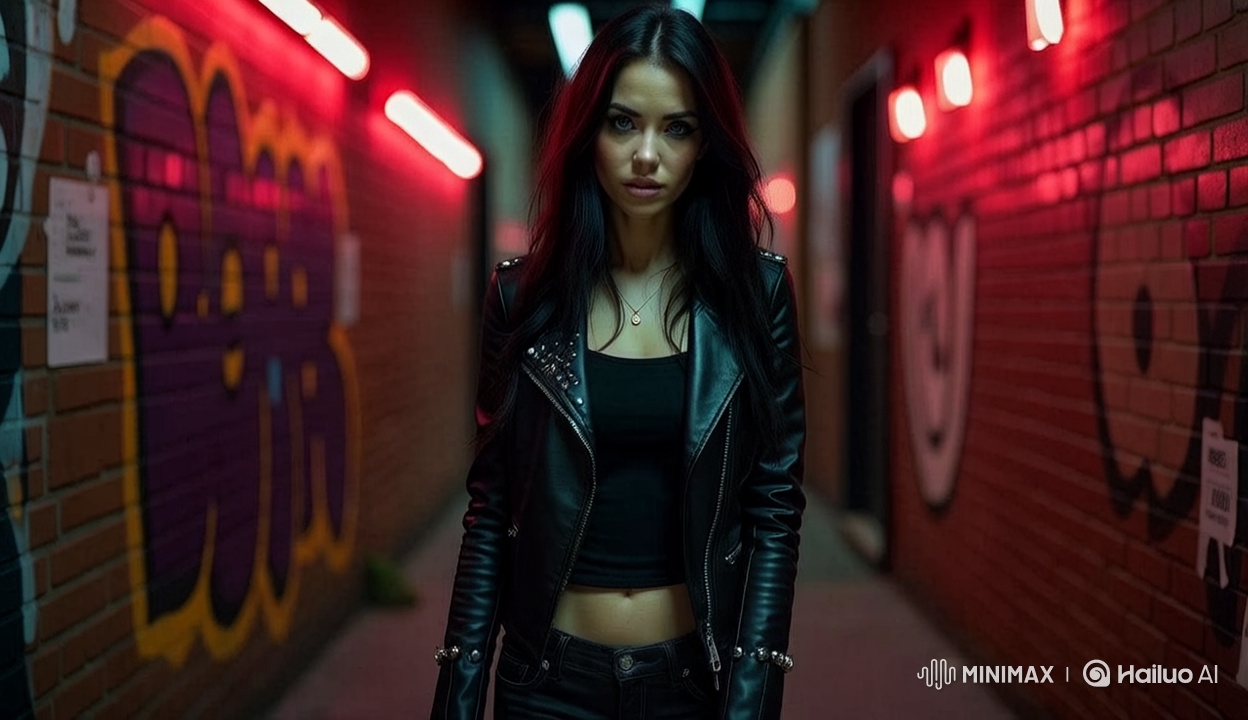 Woman Transforms in Magical Alley with Gothic Dress