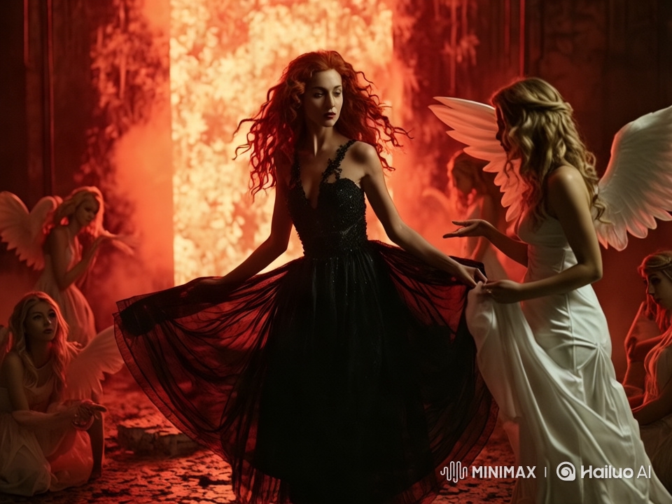 Angels Offer Dress to Refusing Woman in Black