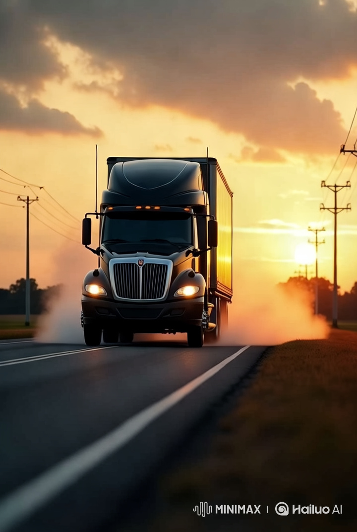 Morning Drive: Truck Barrels Through Tranquil Countryside