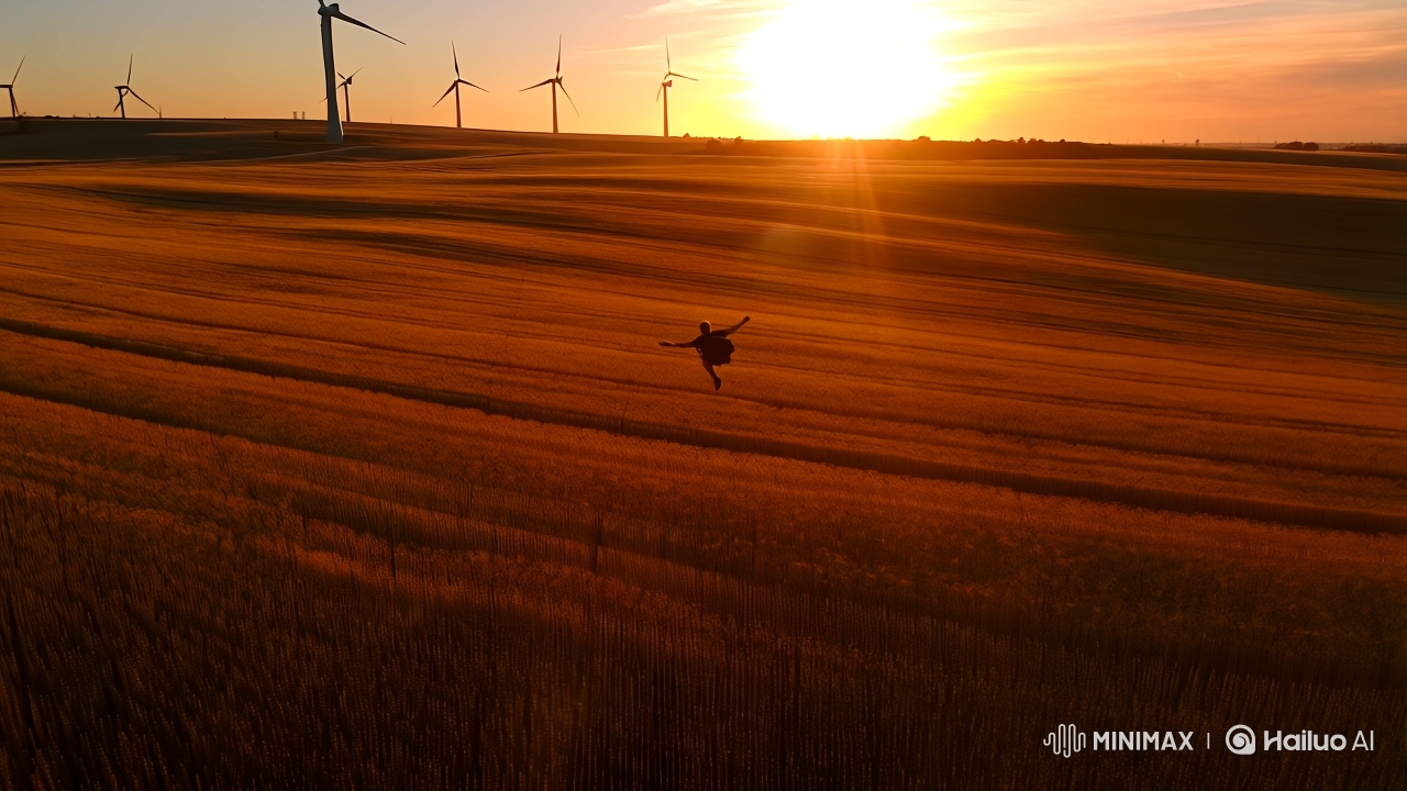 Golden Field Flight: Sunset Aerial Grace in 4K