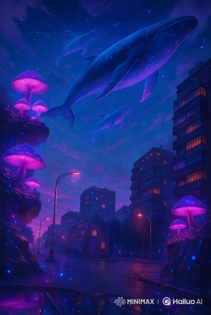 Magical Whales and Glowing Mushrooms in Karaganda's Twilight