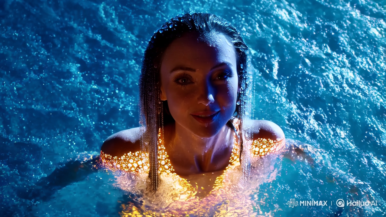Woman Emerges from Water with Ethereal Beauty