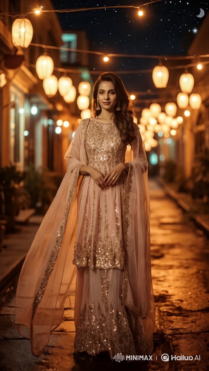Festive Fashion Model in Elegant, Dreamy Setting
