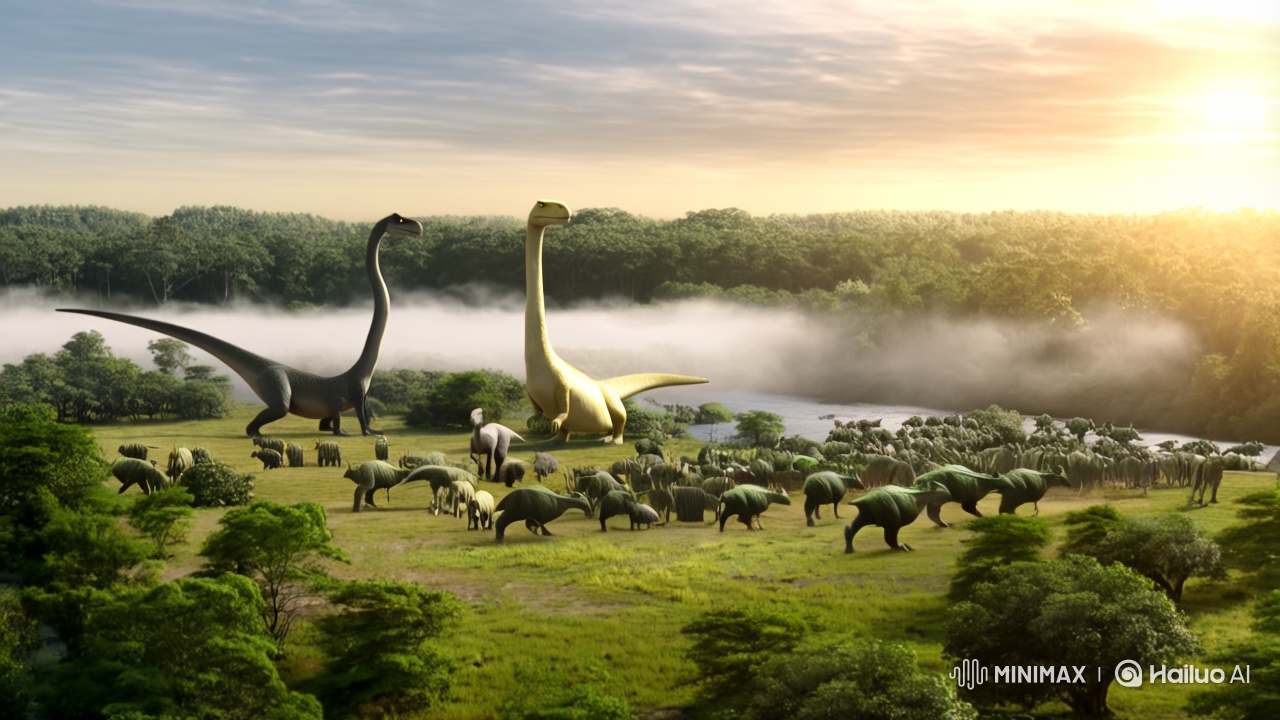 Prehistoric Predation: T-Rex Engulfs Serene Plain in 4K Cinematic Chaos