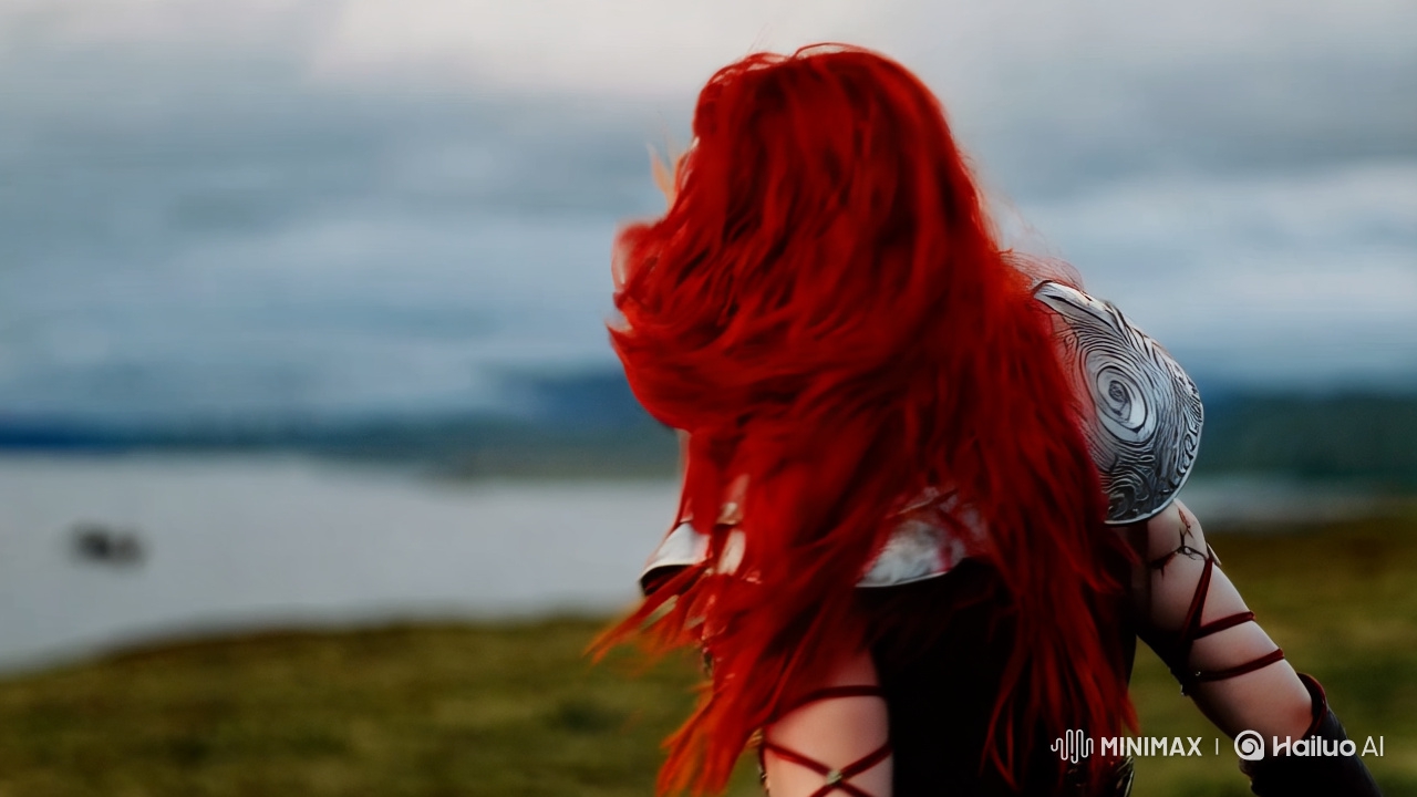Viking Girl: Fiery Beauty in Armor with Mysterious Grace