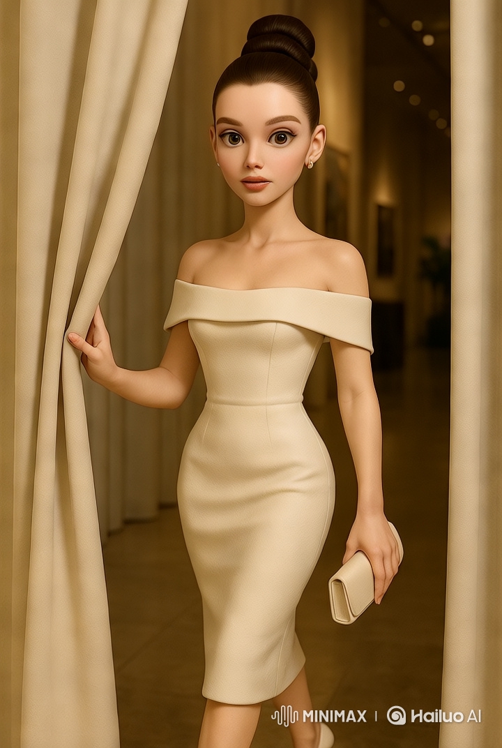 Woman in Elegant Dress Reveals Sophisticated Setting
