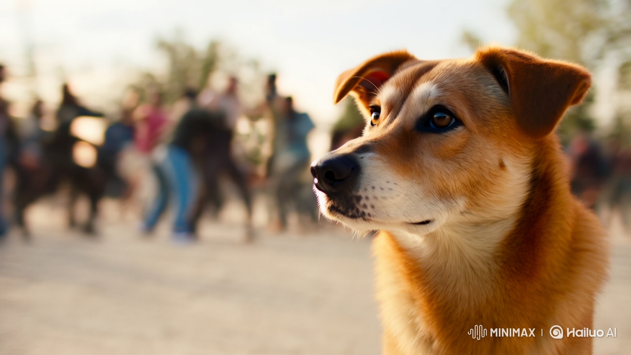 Dog Observes Chaos in Cinematic Tracking Shot