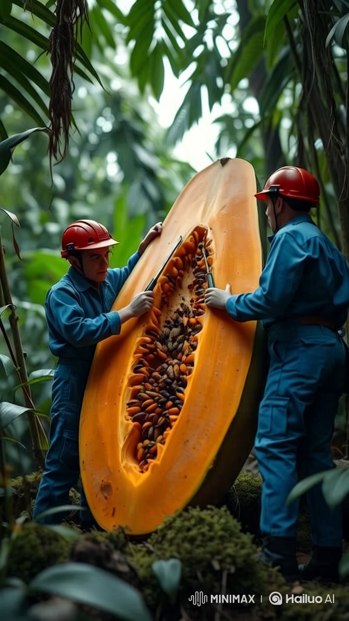 Tiny Engineers Plan Fruit Cutting in Lush Jungle