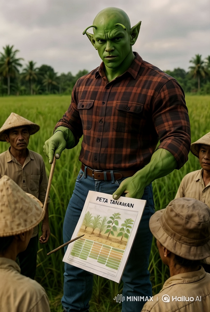 Green Alien Teaches Planting Techniques to Farmers