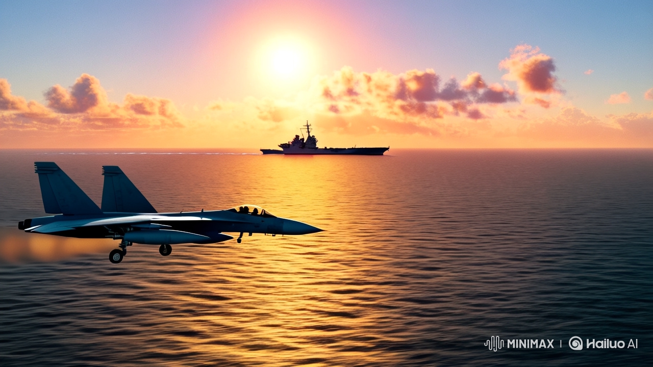 Military Jet Over Ocean: Cinematic Aerial Display