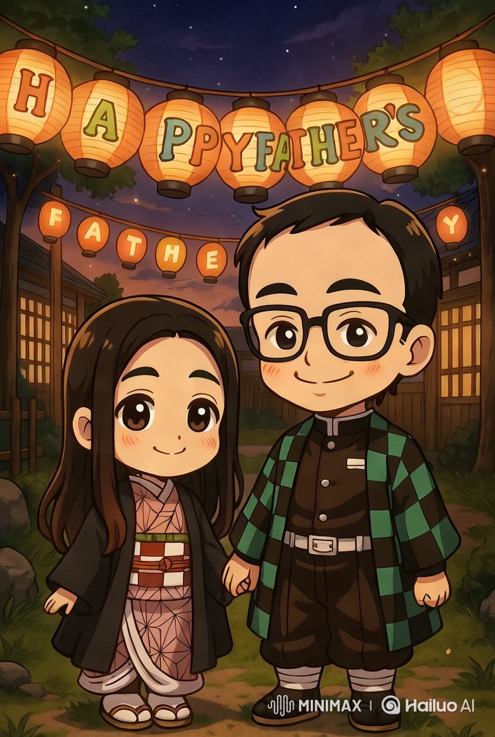 Father-Daughter Embrace Under Lanterns Celebrating Father's Day