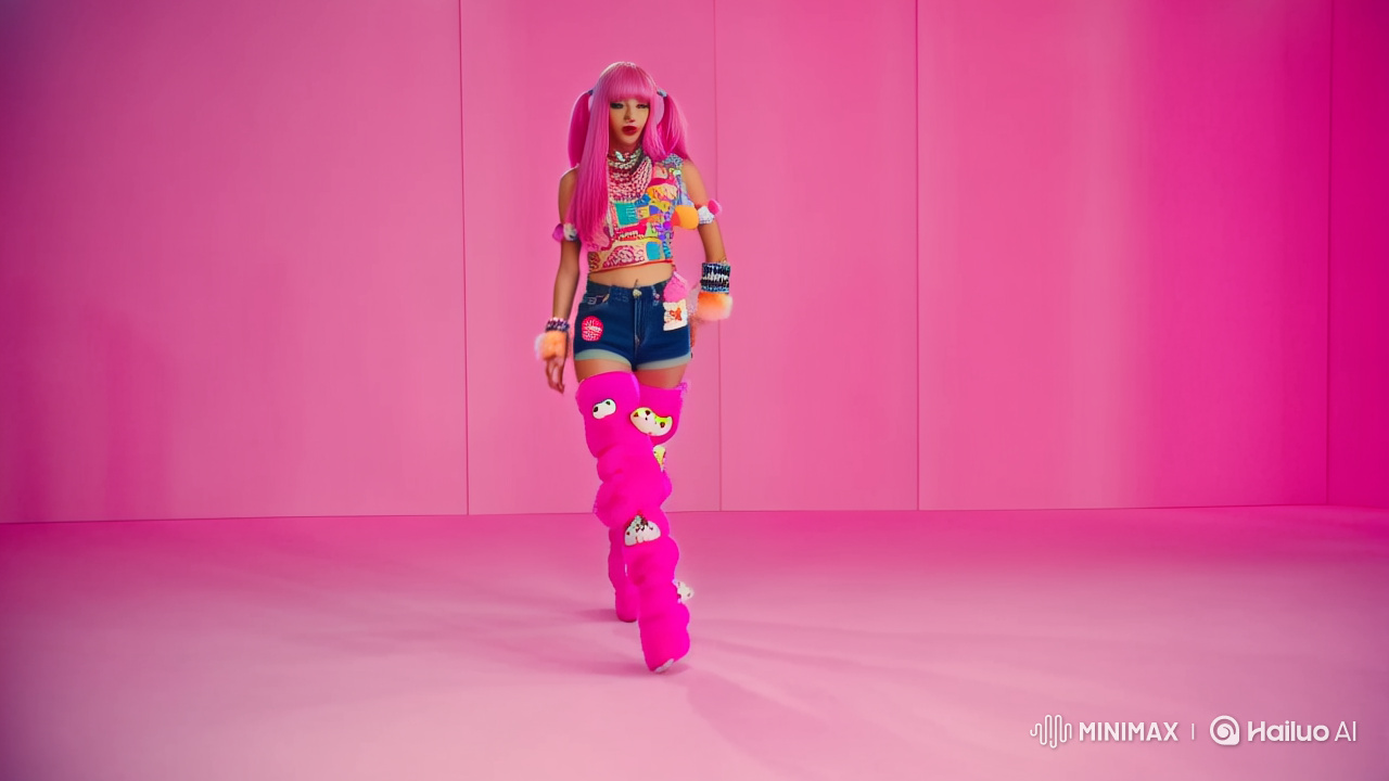 Vibrant Y2K Fashion Model Showcases Bold Style in Energetic Video