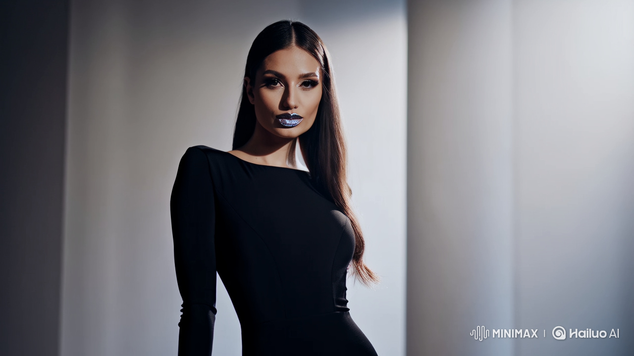 Stunning Woman in Black Dress Showcases Allure