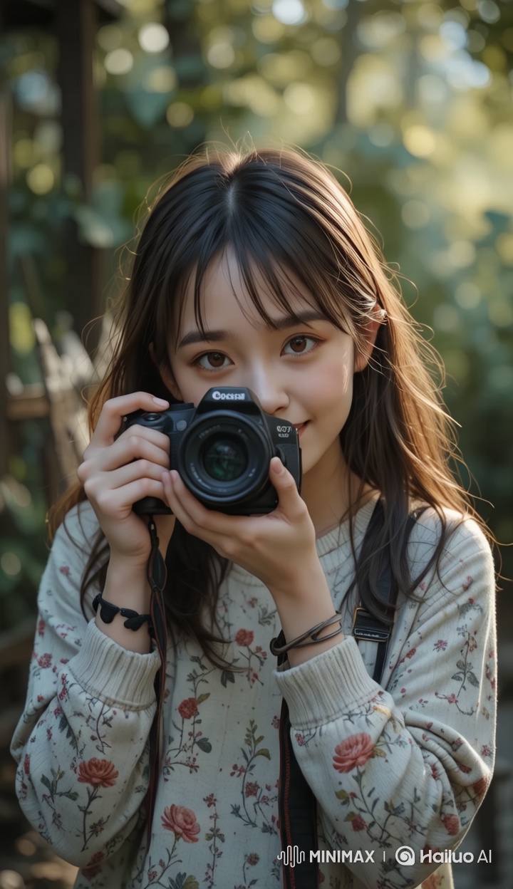 Young Woman Capturing Nature's Beauty