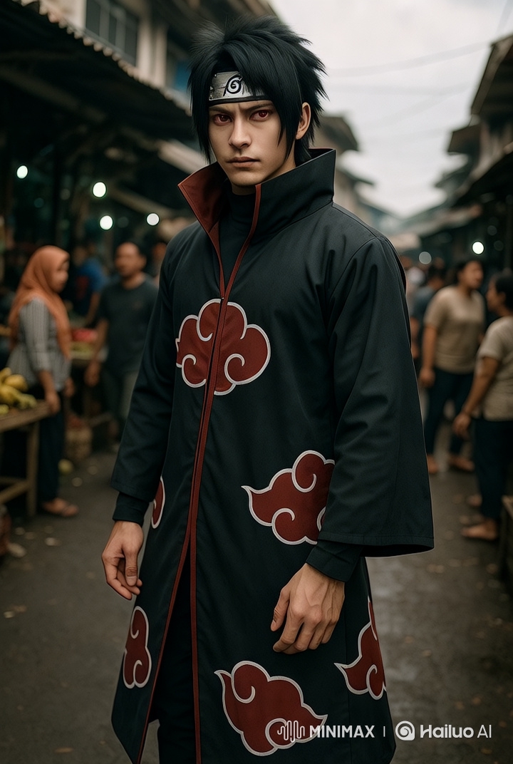 Mysterious Figure in Bustling Asian Market, Captured in Cinematic 4K