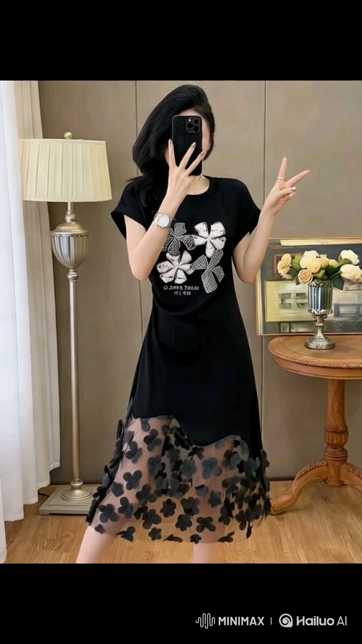 Fashion Show: Woman in Floral Dress Walks Gracefully