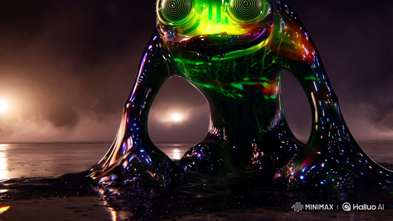 Hyperrealistic Slime Monster in Surreal Sci-Fi Horror Scene