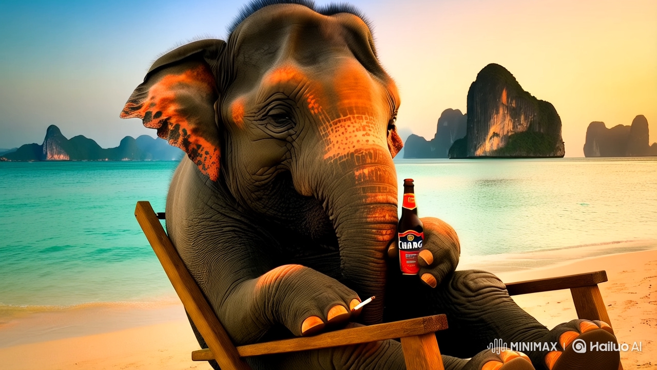 Asian Elephant in Resentful Solitude on Thai Beach