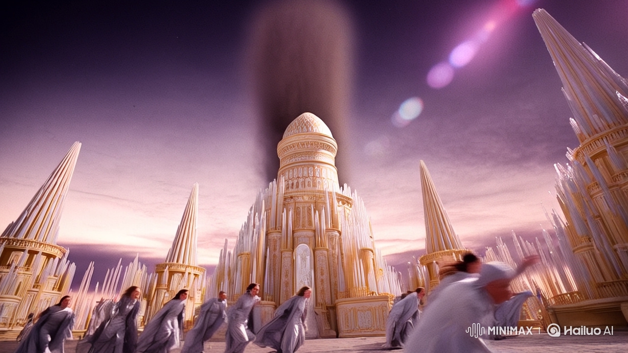 Alien City Destroyed by Ram-Headed Monster at Dawn