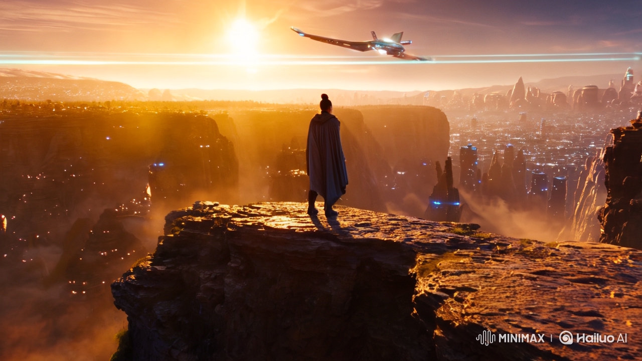 Apex Legend Stands Watch Over Futuristic City at Dusk