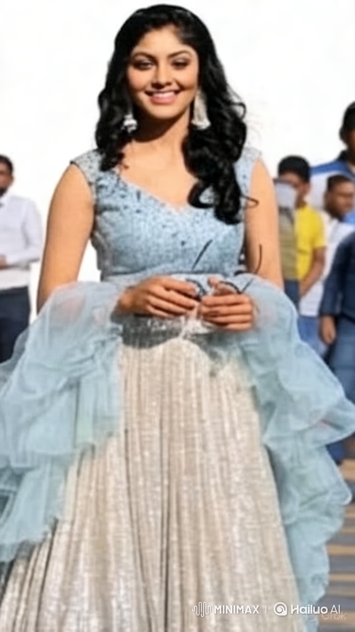 Elegant Woman in Gown Walks Gracefully Through Park