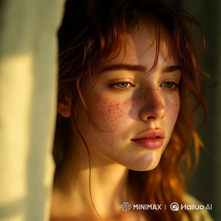 Cinematic Portrait: Woman with Freckles in Morning Light