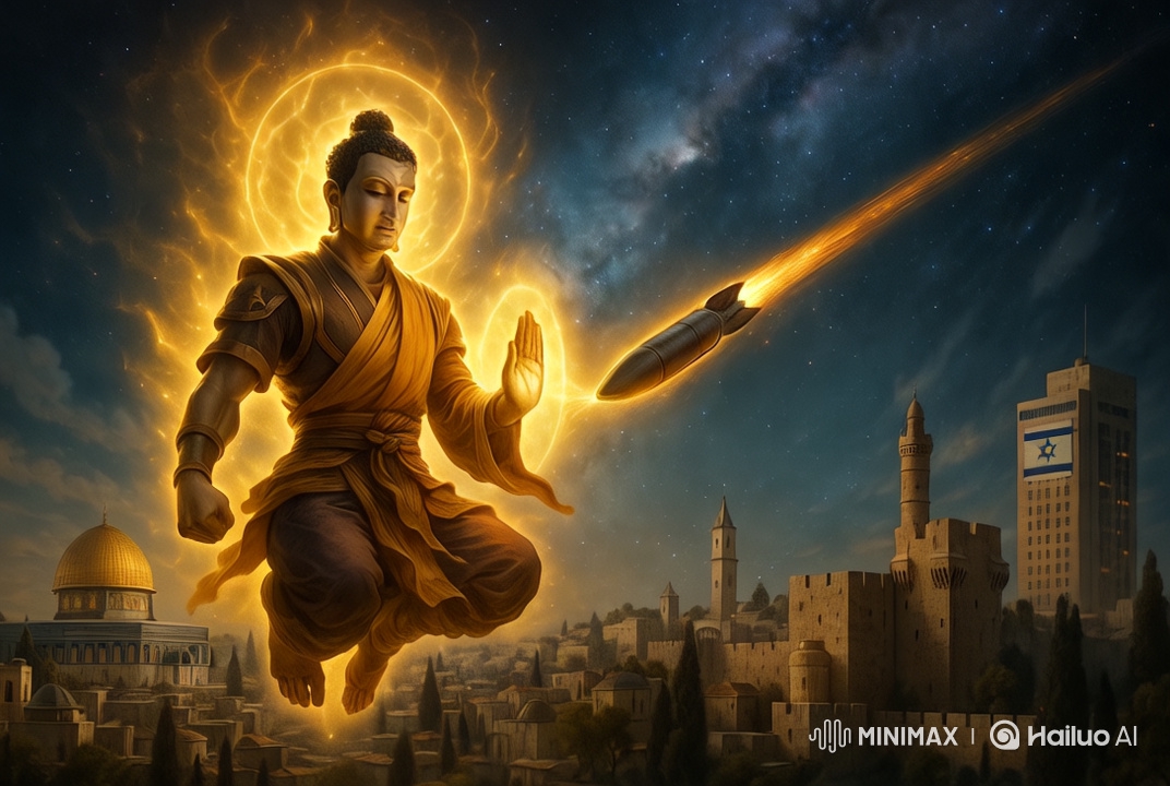 Buddha Avatar Battles Missiles Over Jerusalem