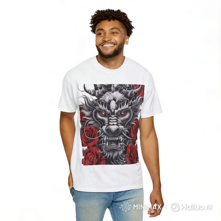 Male Model Showcases T-Shirt on Runway