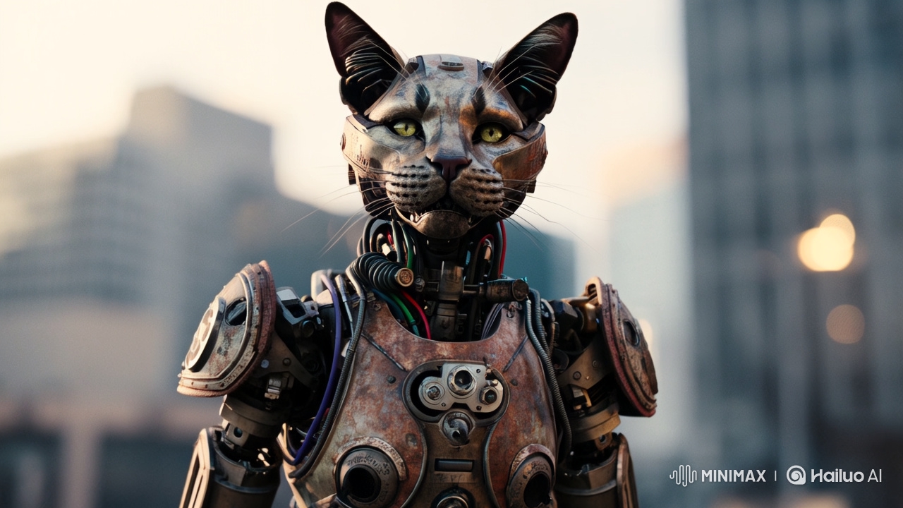 Steampunk Cyborg in Post-Apocalyptic Cinematic Scene