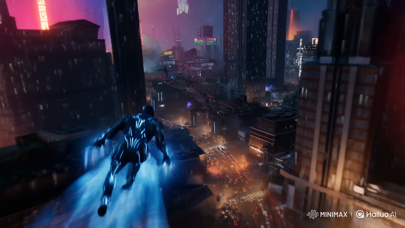 Futuristic Superhero Battles in Dynamic Metropolis