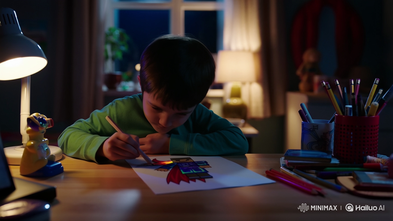 Boy Completes Magical Minecraft Warrior Drawing