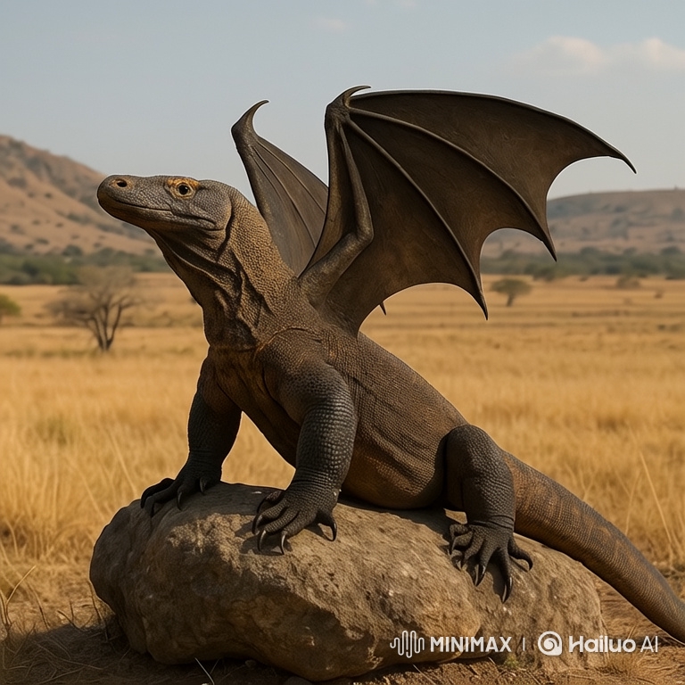 Komodo Dragon with Wings: Indonesian Savannah Flight