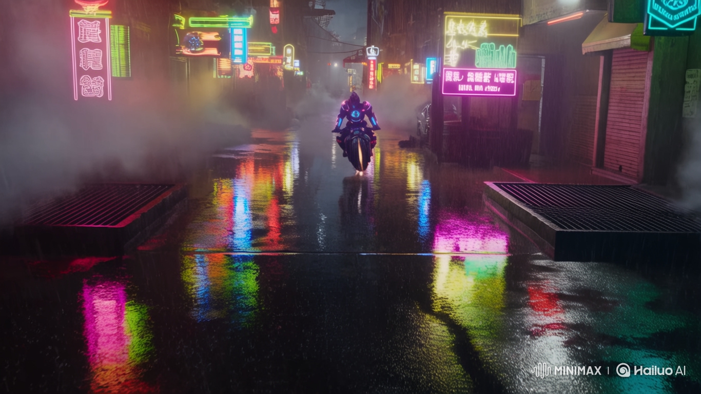 Cyberpunk Samurai Chase: Neon Armor, Hoverbike, Drones