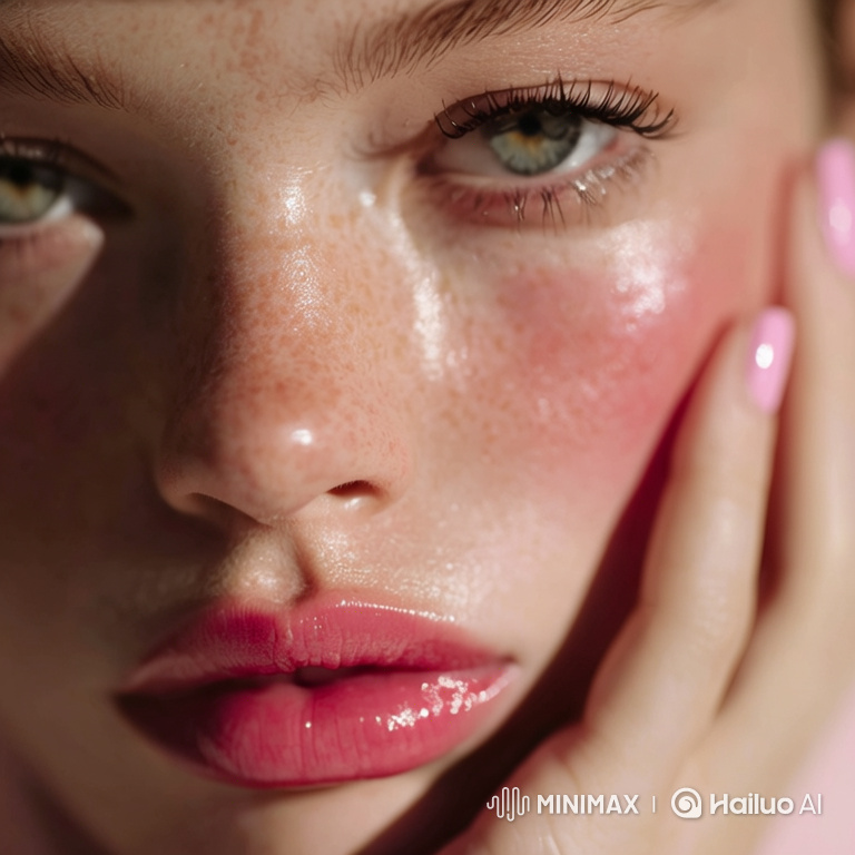 Polished Beauty: Close-Up of Serene, Dewy-Faced Woman