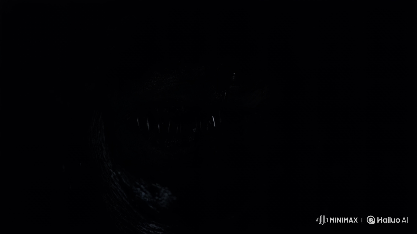 Close-Up of Horrifying Human-Xenomorph Hybrid in Sewer Pipe