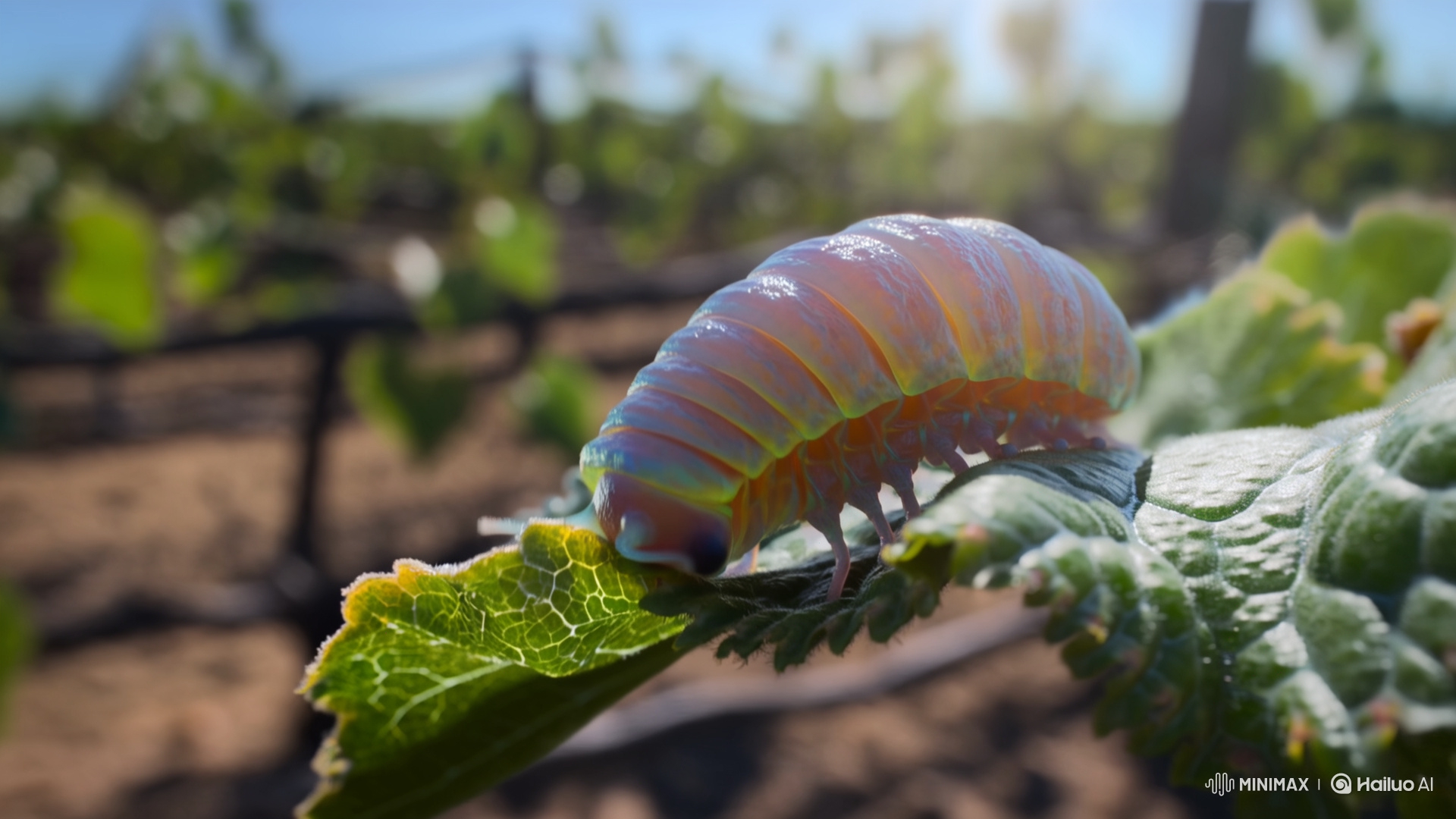 Realistic Silkworm Eats and Belches on Grapevine