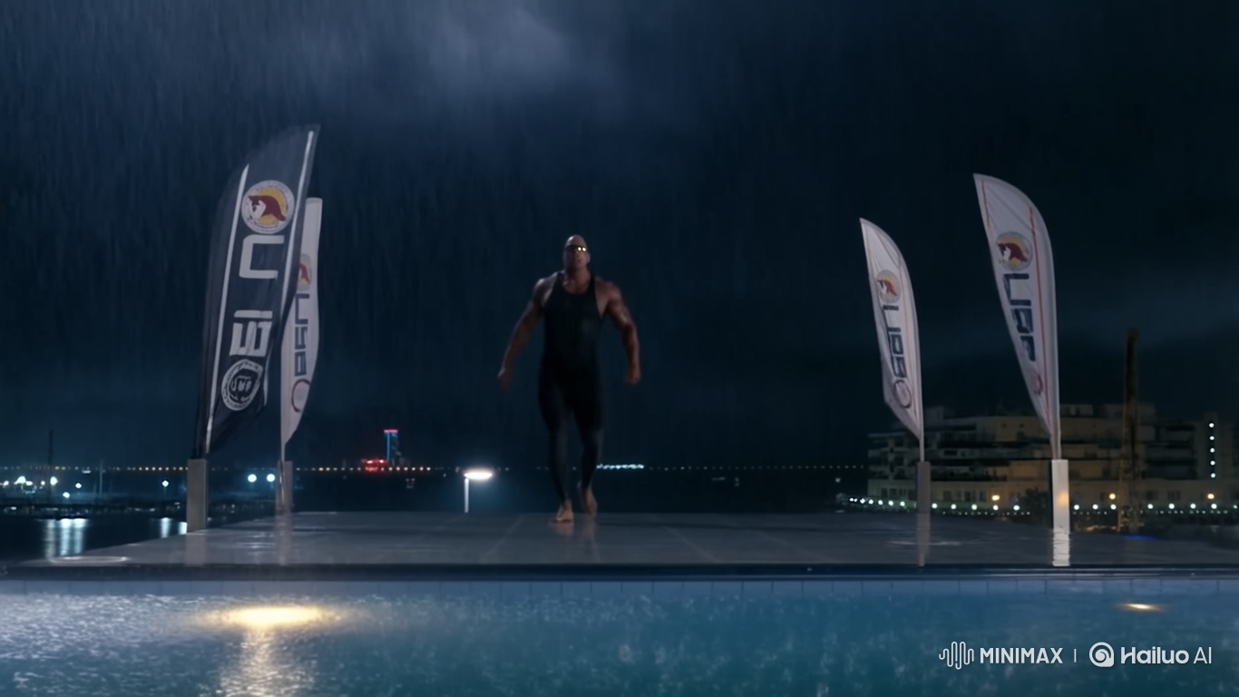 The Rock's Dramatic Slow-Motion Elbow Drop in Mumbai Storm