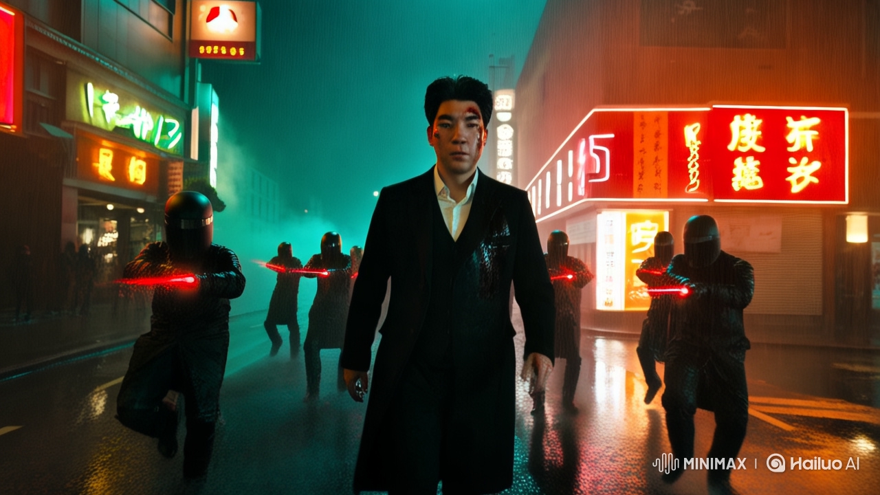 Neo-Noir City Chase: Midnight Showdown with Laser Sights