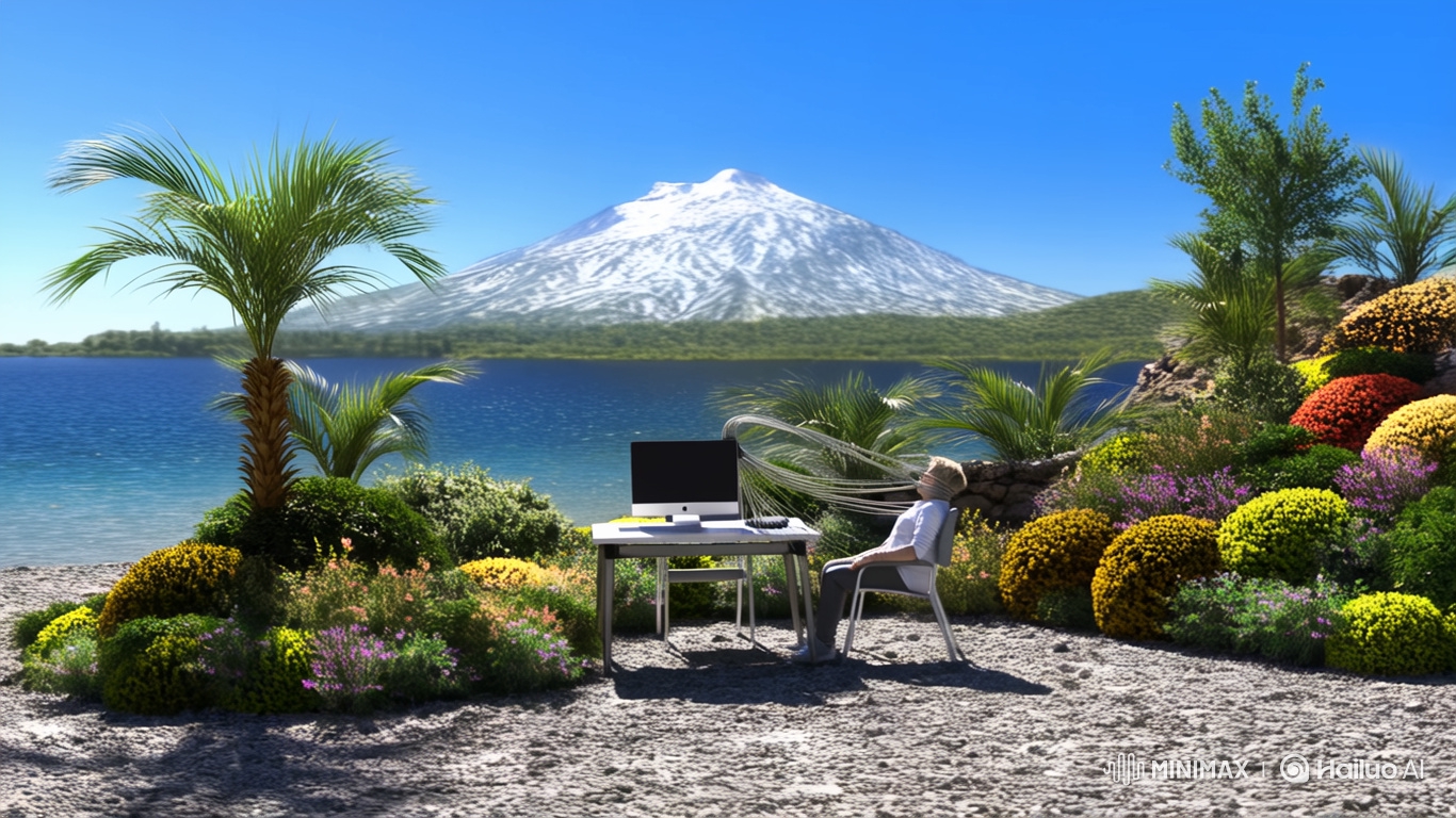 Nature Meets Technology: Constrained Individual on a Scenic Beach