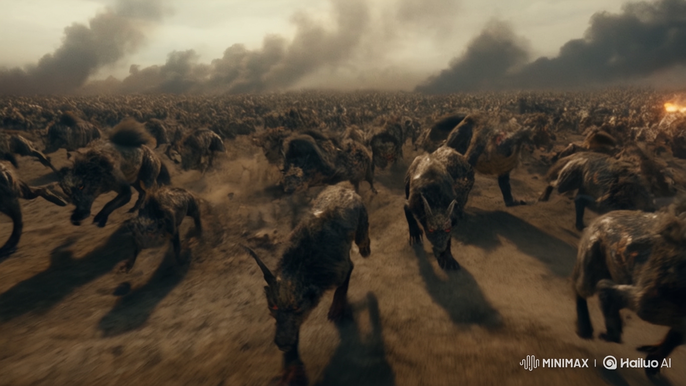 Grotesque Monsters Charge Amidst Missile Strikes in Scorched Battlefield
