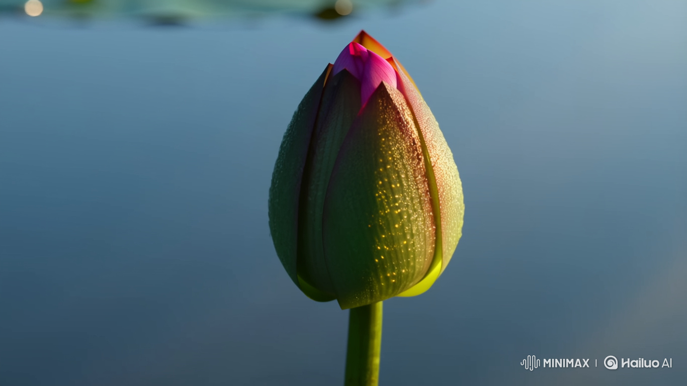 Dewy Lotus Bud Blooms in Time-Lapse Morning Light