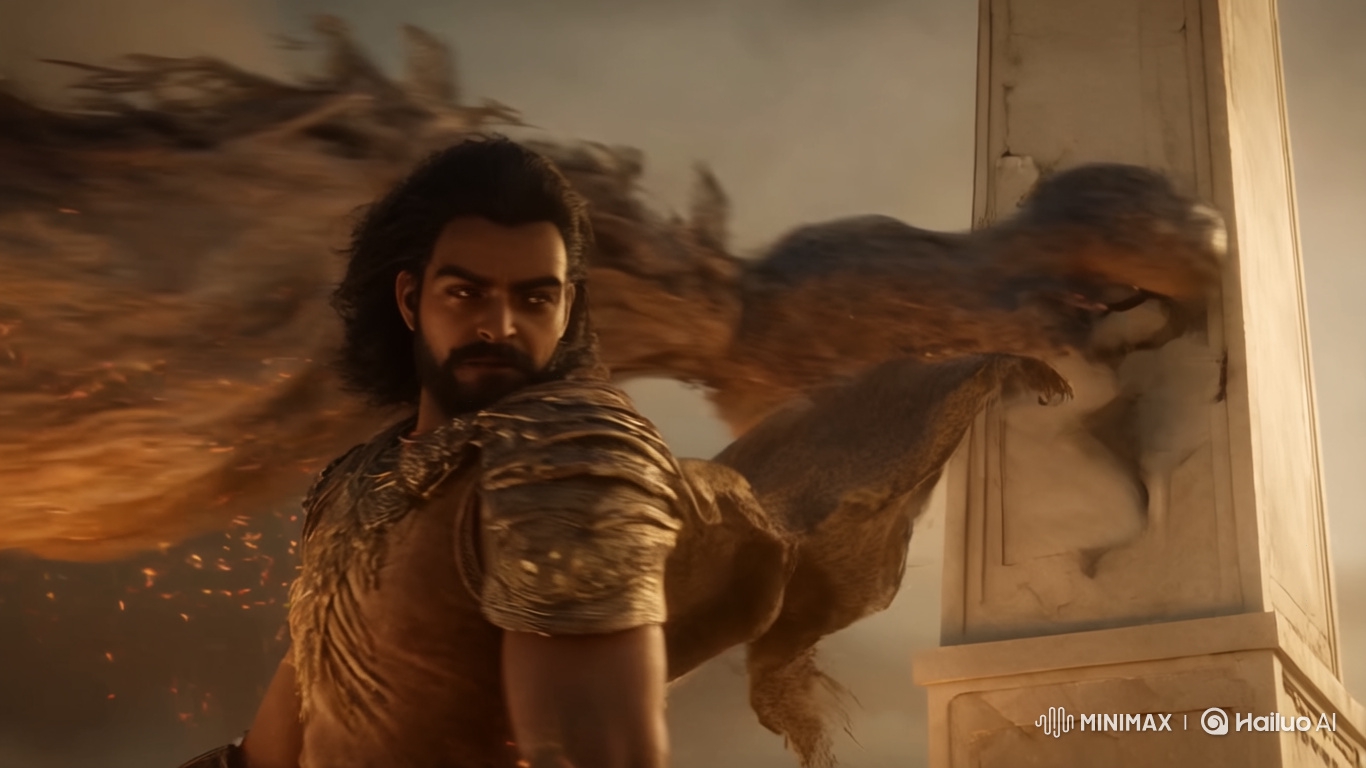 Epic Middle Eastern Warrior Battles Shadow Demon in Cinematic Marvel-Style Scene