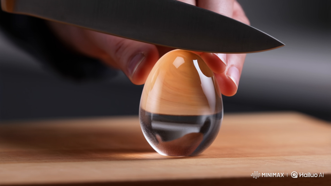 Cinematic Slow Motion Slice of Glowing Glass Egg